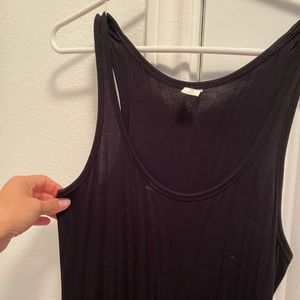 Full length, form fitting black dress